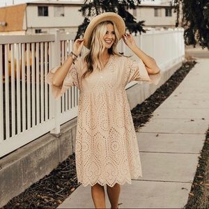 ROOLEE falling for you eyelet dress in blush Small